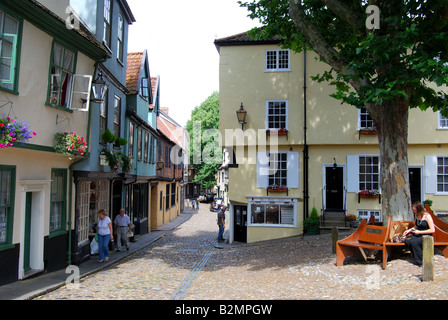 Ruelles médiévales, Elm Hill, Norwich, Norfolk, England, United Kingdom Banque D'Images