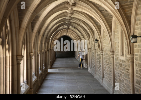 Cloître voûté au passage Hall titulaire à l'Université de Princeton. Banque D'Images