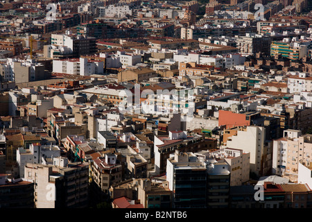 Costa Blanca Espagne Alicante ville vieille ville vu du château Banque D'Images