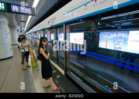 Train Express de l'aéroport à l'Aéroport International de Beijing BJS Banque D'Images