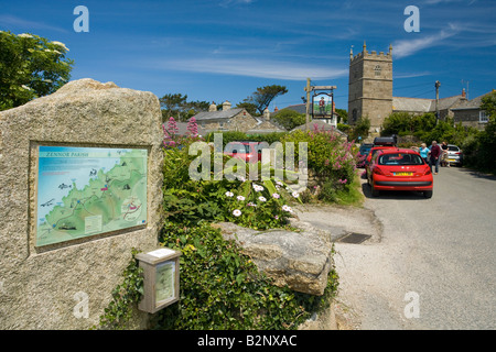 Carte de sentier du littoral à Zennor village près de St Ives Cornwall England Angleterre UK Royaume-Uni GB Grande Bretagne Banque D'Images