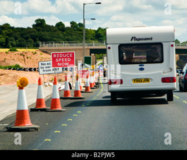Traffic Jam - Vacances caravane embouteillage et chantiers sur route autoroute britannique Banque D'Images