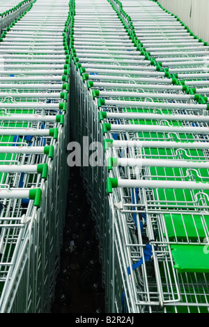 Chariots de supermarché. des chariots. Banque D'Images