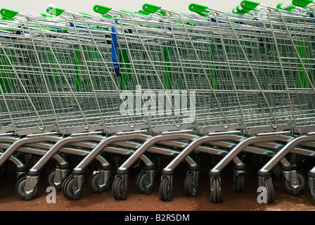Chariots de supermarché. des chariots. Banque D'Images