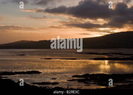 Coucher de soleil sur Wigtown Bay Mer d'Irlande vers le Machars de Carrick Dumfries et Galloway Ecosse Royaume-Uni UK Banque D'Images