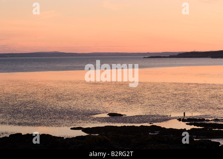 Coucher de soleil sur Wigtown Bay Mer d'Irlande vers le Machars de Carrick Dumfries et Galloway Ecosse Royaume-Uni UK Banque D'Images