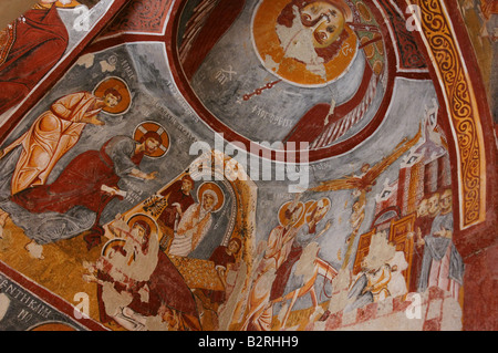 Une collection historique de fresques chrétiennes anciennes peuvent être trouvés dans les églises de Göreme, Turquie. Banque D'Images