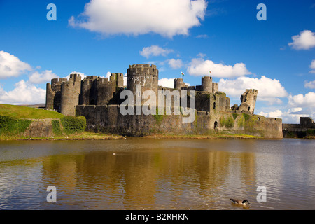 Château de Caerphilly, dans le sud du Pays de Galles, Royaume-Uni Banque D'Images