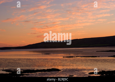 Coucher de soleil sur Wigtown Bay Mer d'Irlande vers le Machars de Carrick Dumfries et Galloway Ecosse Royaume-Uni UK Banque D'Images