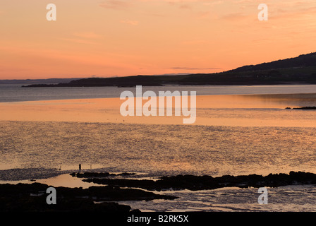 Coucher de soleil sur Wigtown Bay Mer d'Irlande vers le Machars de Carrick Dumfries et Galloway Ecosse Royaume-Uni UK Banque D'Images