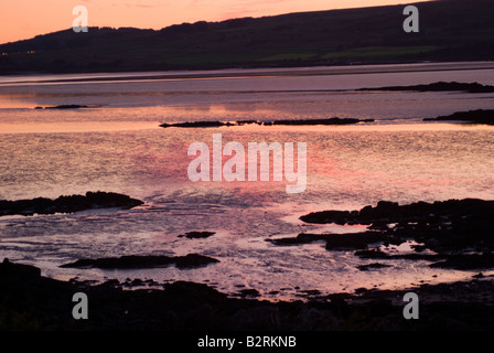 Coucher de soleil sur Wigtown Bay Mer d'Irlande vers le Machars de Carrick Dumfries et Galloway Ecosse Royaume-Uni UK Banque D'Images