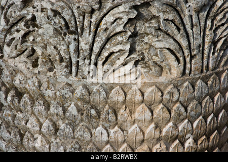 Détail de la colonne de vestiges romains à Apamée de Syrie Banque D'Images