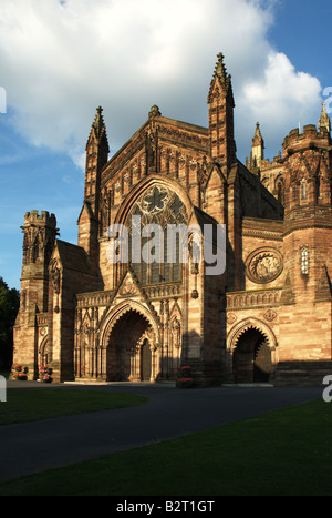 La Cathédrale de Hereford dans la soirée du soleil Banque D'Images