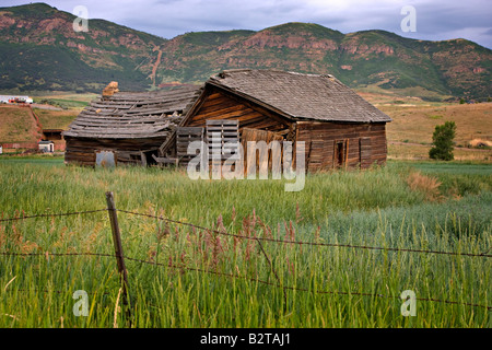 Log house près de Henefer, Utah Banque D'Images