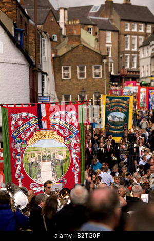 L'Easington Lodge banner est parmi ceux qui ont défilé à la Durham 2008 Gala mineurs. Banque D'Images