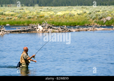 La pêche à la mouche à Dernière Chance sur la fourche en Idaho Henry s Banque D'Images