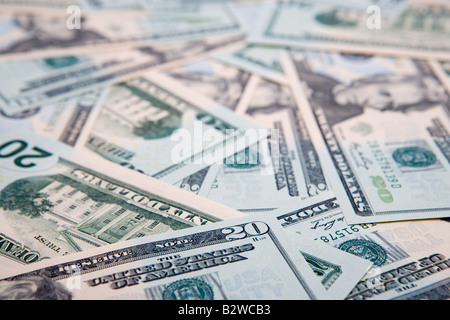Vingt dollar bills Banque D'Images