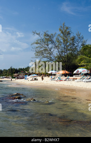 Parasols sur la plage, l'île de Phu Quoc Vietnam Banque D'Images