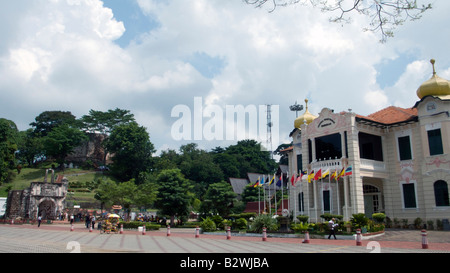 A Famosa hill top fort et proclamation de l'indépendance Memorial Building Malacca Malaisie Banque D'Images