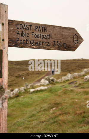 Inscrivez-vous pour la côte à Land's End, Cornwall, Angleterre Banque D'Images