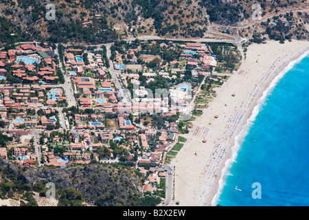 La Turquie, Côte Méditerranéenne, également connu sous le nom de la côte turquoise, près de Oludeniz Fethiye, vue aérienne d'Oludeniz et Belcekiz beach Banque D'Images