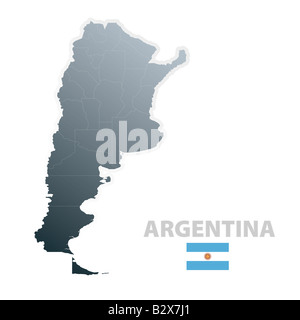 Vector illustration de la carte avec les régions ou états et le drapeau officiel de l'Argentine Banque D'Images