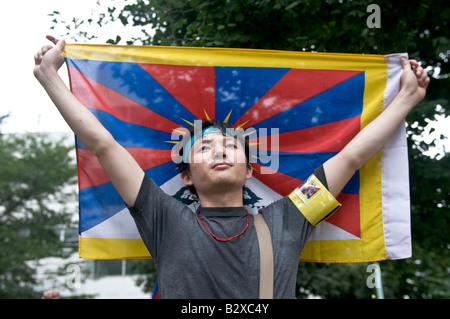 Manifestations au Tibet libre à Tokyo, le 9 août 2008 Banque D'Images