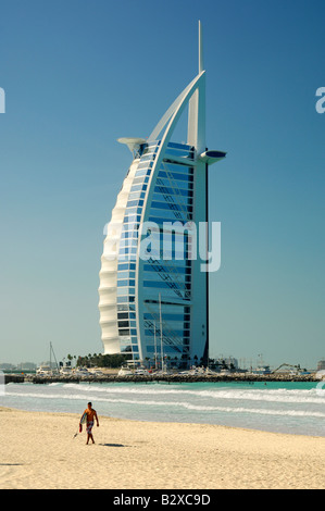 Le 7 étoiles Burj al Arab Hotel by the sea, Dubaï, Émirats Arabes Unis Banque D'Images