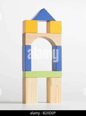 Enfants Jouets blocs de construction en bois Banque D'Images