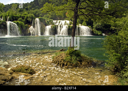 Le Parc National des chutes de Krka, lower falls sur la rivière Krka Banque D'Images