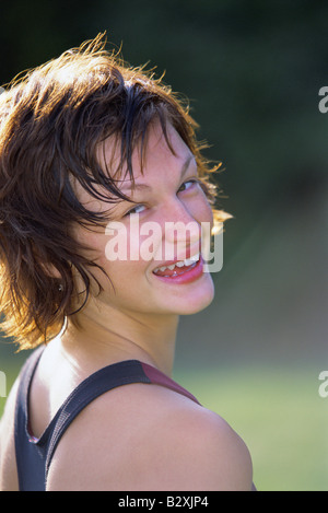 Woman in park Banque D'Images