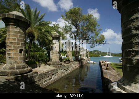 Voilerie piliers, Nelson's Dockyard Banque D'Images