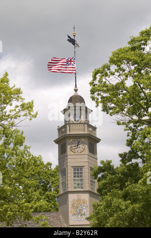 La coupole de toit à lucarnes le Capitol de Colonial Williamsburg, Virginie Banque D'Images