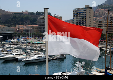 Du drapeau national de la Principauté de Monaco Banque D'Images