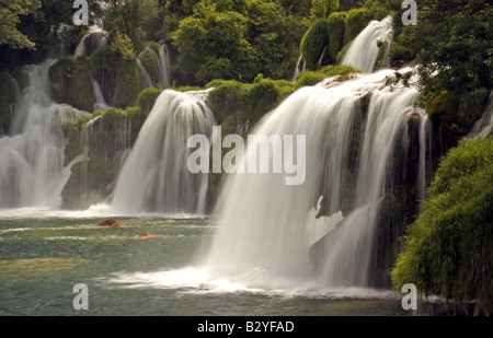 Le Parc National des chutes de Krka, lower falls sur la rivière Krka Banque D'Images