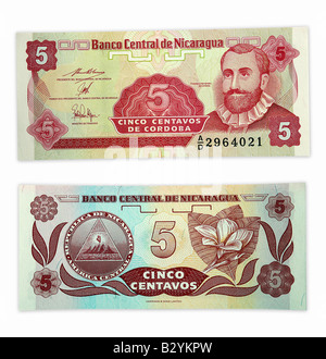 5 Cinco argent Nicaragua Afrique Banque D'Images