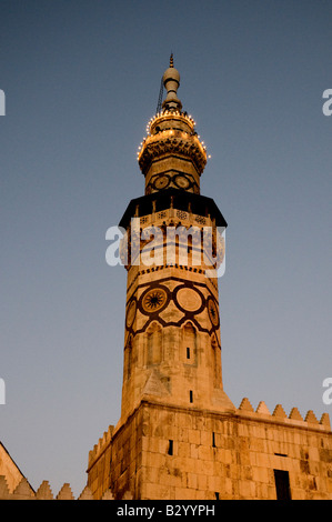 La Syrie. Le magnifique minaret de la Grande Mosquée des Omeyyades de Damas Banque D'Images