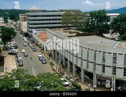 Aperçu de rue d'une ville au Malawi. Banque D'Images