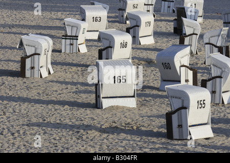 Chaises de plage en osier Seebad Heringsdorf Usedom Mecklenburg Vorpommern. Photo par Willy Matheisl Banque D'Images