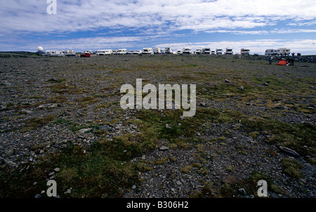 La Norvège Cap Nord soleil de minuit camping cars Banque D'Images