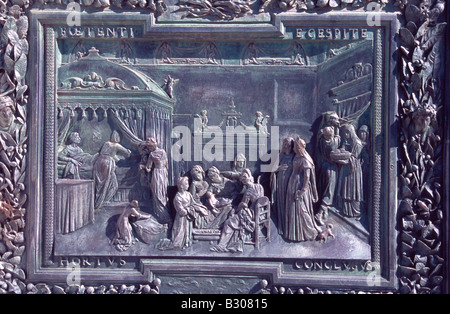 Panneau de porte en bronze, Duomo de Pise Banque D'Images
