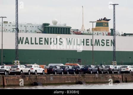 Pour exportation sur le quai à Bremerhaven, Brême, Allemagne. Banque D'Images