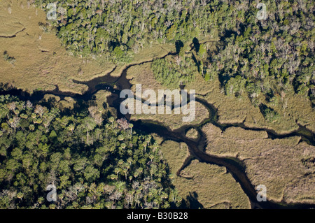 Photographie aérienne de Crystal River, dans le nord-ouest de la Floride ; l'une des rares zones non développées dans l'état et un lamantin refuge. Banque D'Images