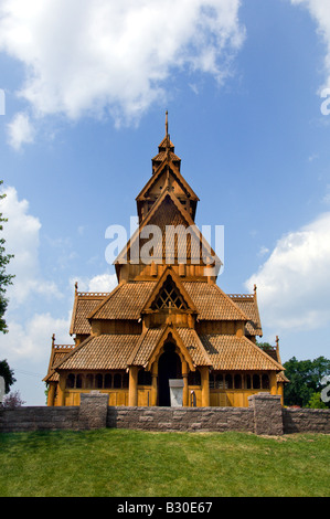 Une réplique d'une église Stav au Scandinavian Heritage Centre à Minot, Dakota du Nord, USA Banque D'Images