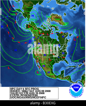 Météo Carte Amérique du Nord Banque D'Images