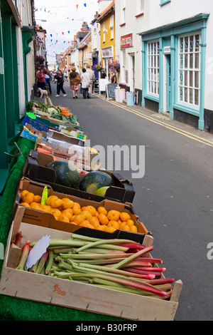 Fruits et légumes à vendre dans des puits à côté de la mer, Norfolk, Angleterre. Banque D'Images