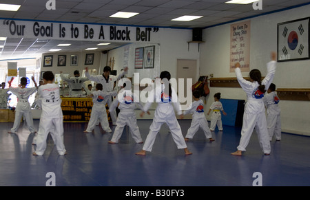 Classe de Tae Kwon Do Banque D'Images