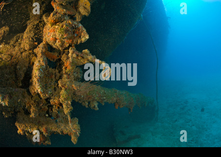 La vue et l'arme à feu de 12 pouces de USS South Dakota Battleship atoll de Bikini des Îles Marshall Micronésie Océan Pacifique Banque D'Images