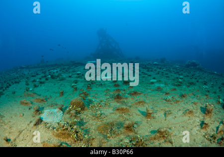 D'envol du porte-avions USS Saratoga atoll de Bikini des Îles Marshall Micronésie Océan Pacifique Banque D'Images