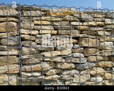 Mur de gabion Banque D'Images